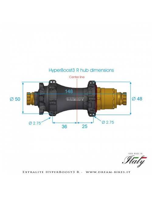 Extralite HyperBoost3 R MTB Boost Rear Hub 148 gr.