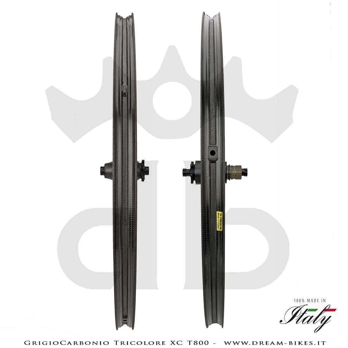 GrigioCarbonio Tricolore XC T800 29" Ruote a Razze Carbon  1290 gr.