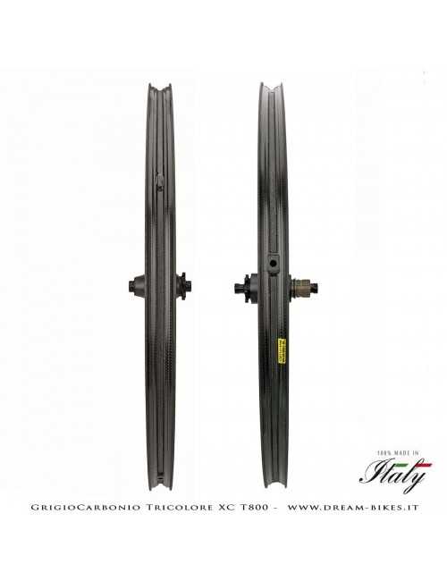 GrigioCarbonio Tricolore XC T800 29" Ruote a Razze Carbon  1290 gr.