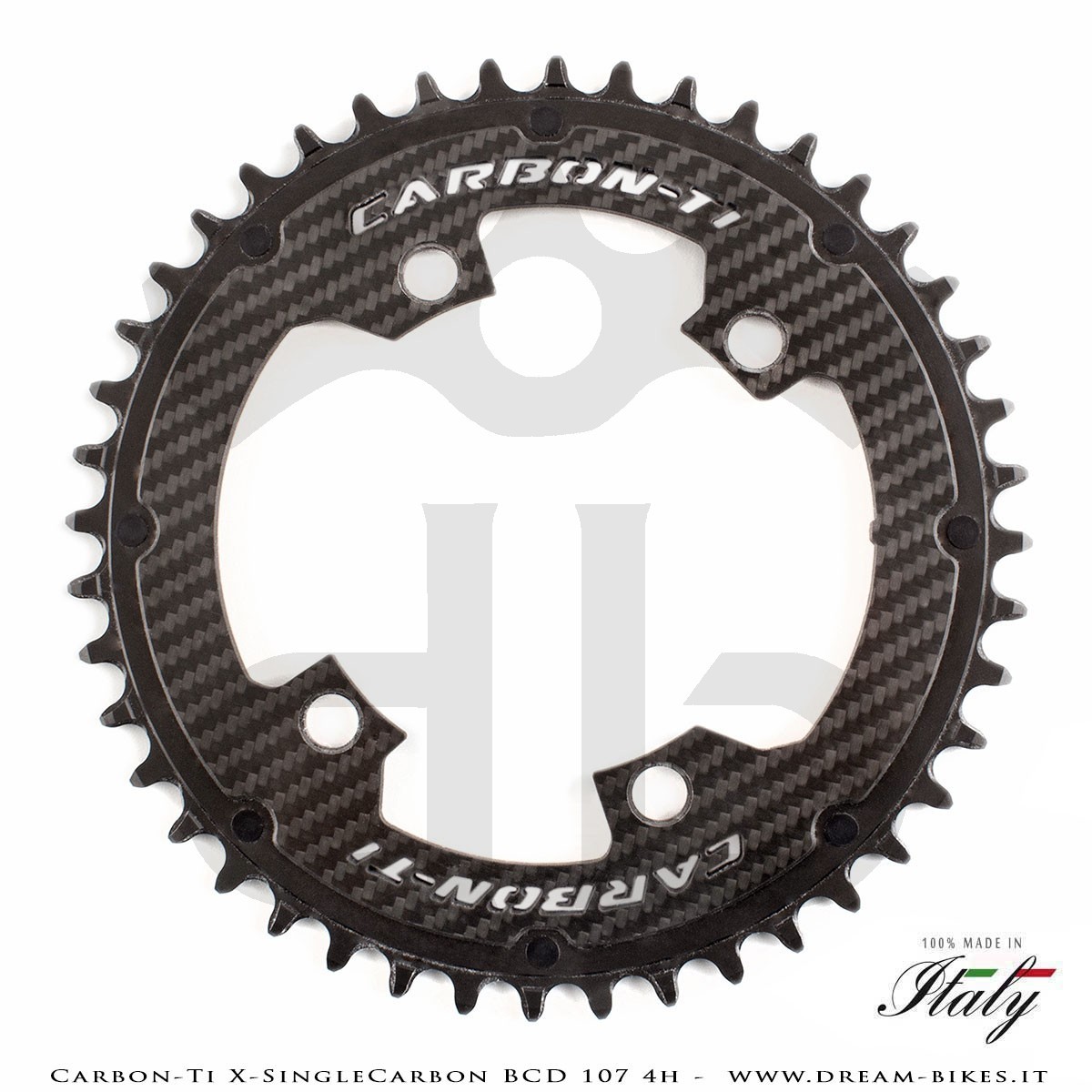 Carbon-Ti X-SingleCarbon BCD 107 mm (4 Arms) Ultralight Aluminium/Carbon Mono-Ring