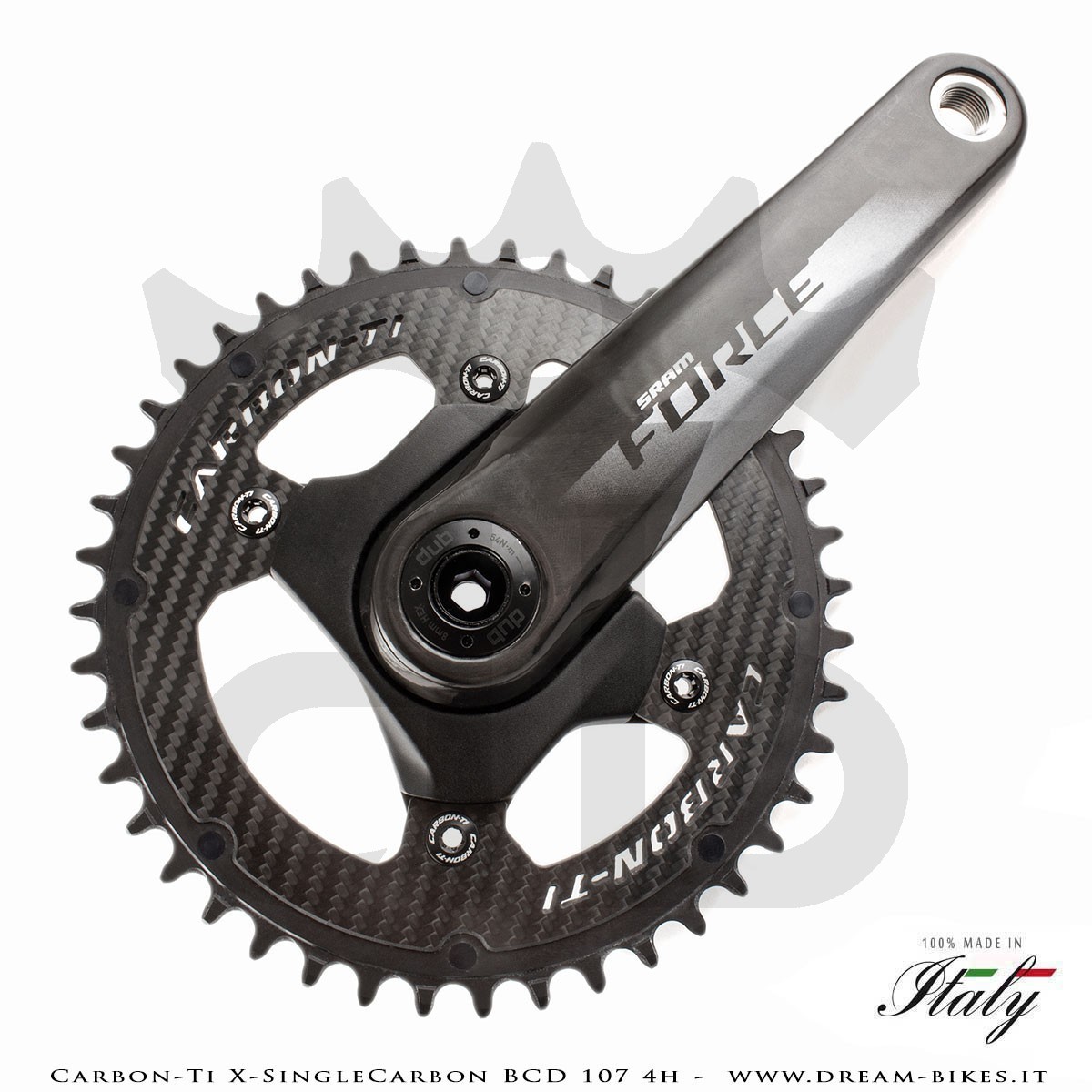 Carbon-Ti X-SingleCarbon BCD 107 mm (4 Arms) Ultralight Aluminium/Carbon Mono-Ring