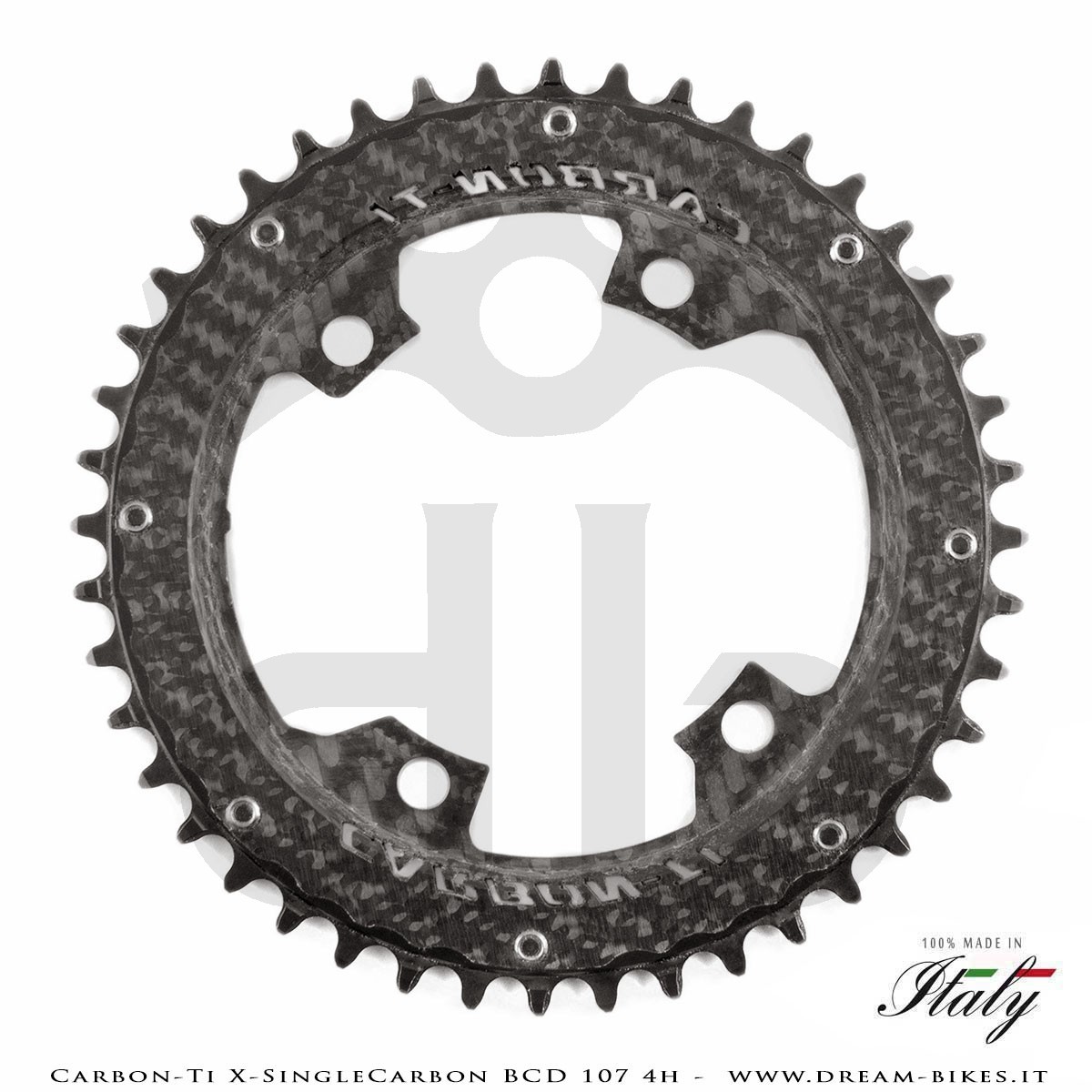 Carbon-Ti X-SingleCarbon BCD 107 mm (4 Bracci) Mono-Corona Ultraleggera In Alluminio/Carbonio