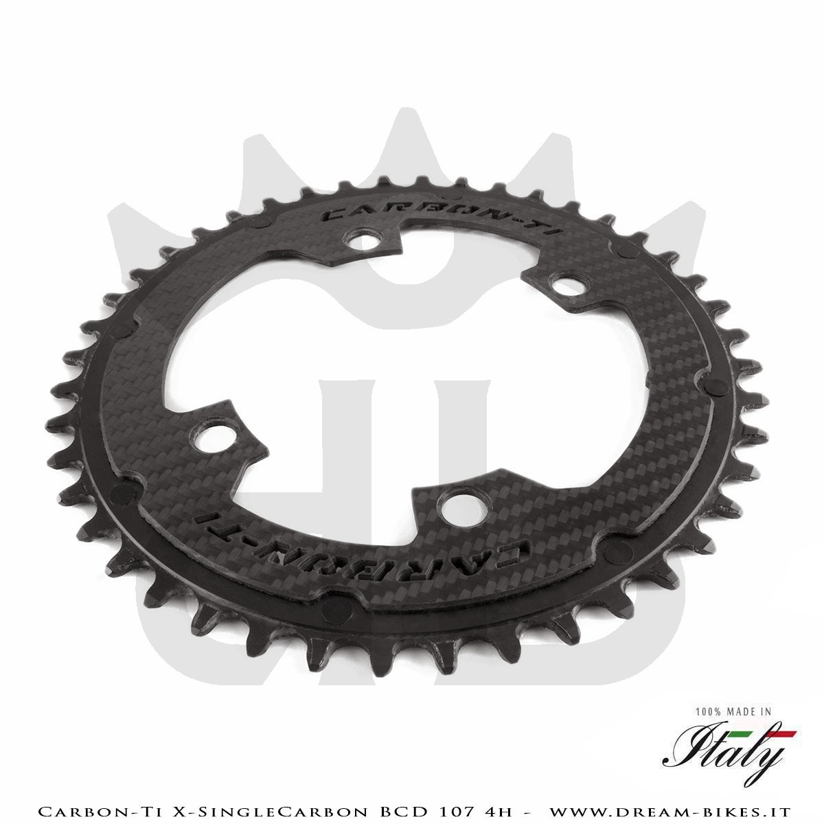 Carbon-Ti X-SingleCarbon BCD 107 mm (4 Arms) Ultralight Aluminium/Carbon Mono-Ring