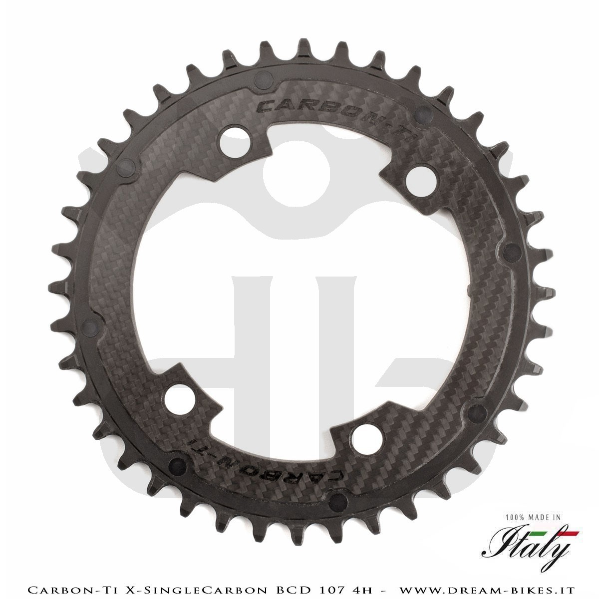 Carbon-Ti X-SingleCarbon BCD 107 mm (4 Arms) Ultralight Aluminium/Carbon Mono-Ring