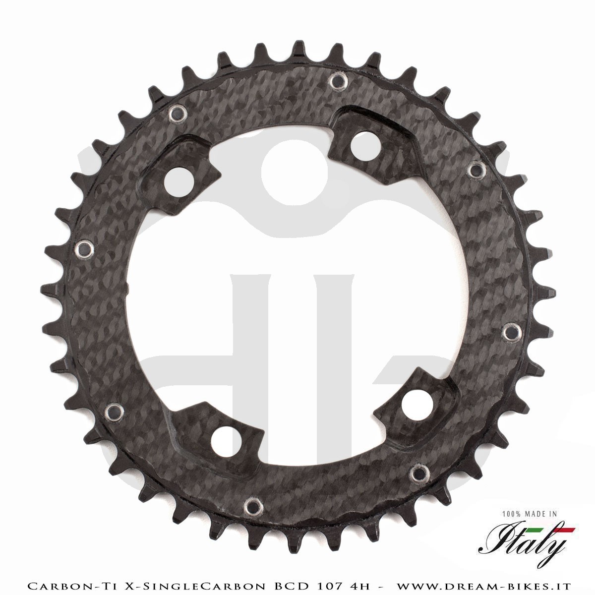 Carbon-Ti X-SingleCarbon BCD 107 mm (4 Bracci) Mono-Corona Ultraleggera In Alluminio/Carbonio