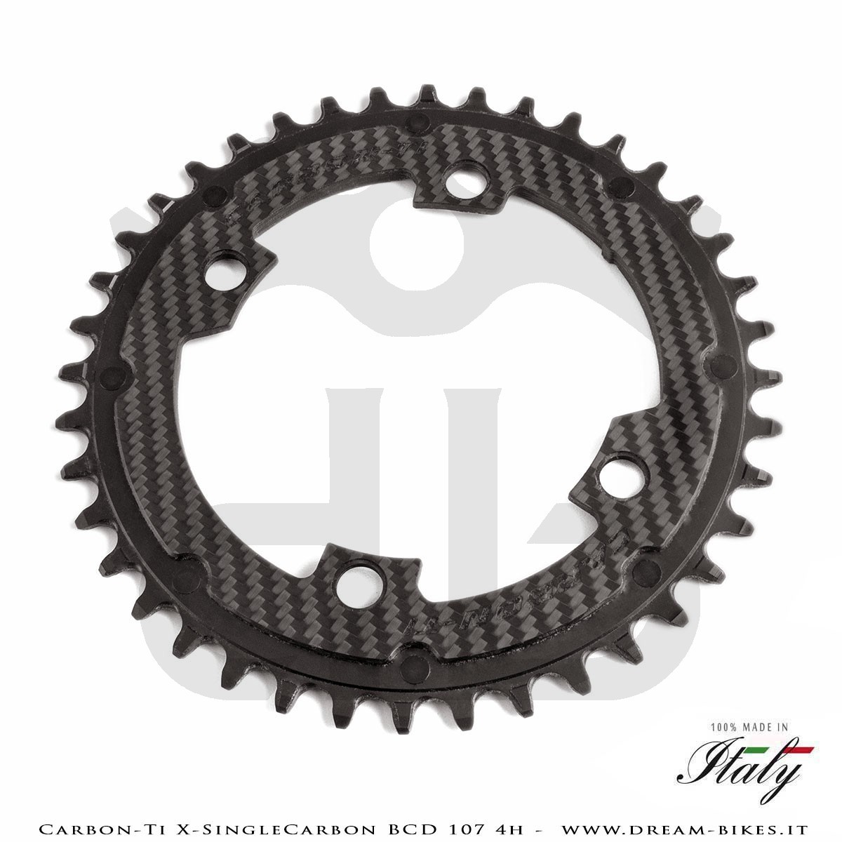 Carbon-Ti X-SingleCarbon BCD 107 mm (4 Bracci) Mono-Corona Ultraleggera In Alluminio/Carbonio