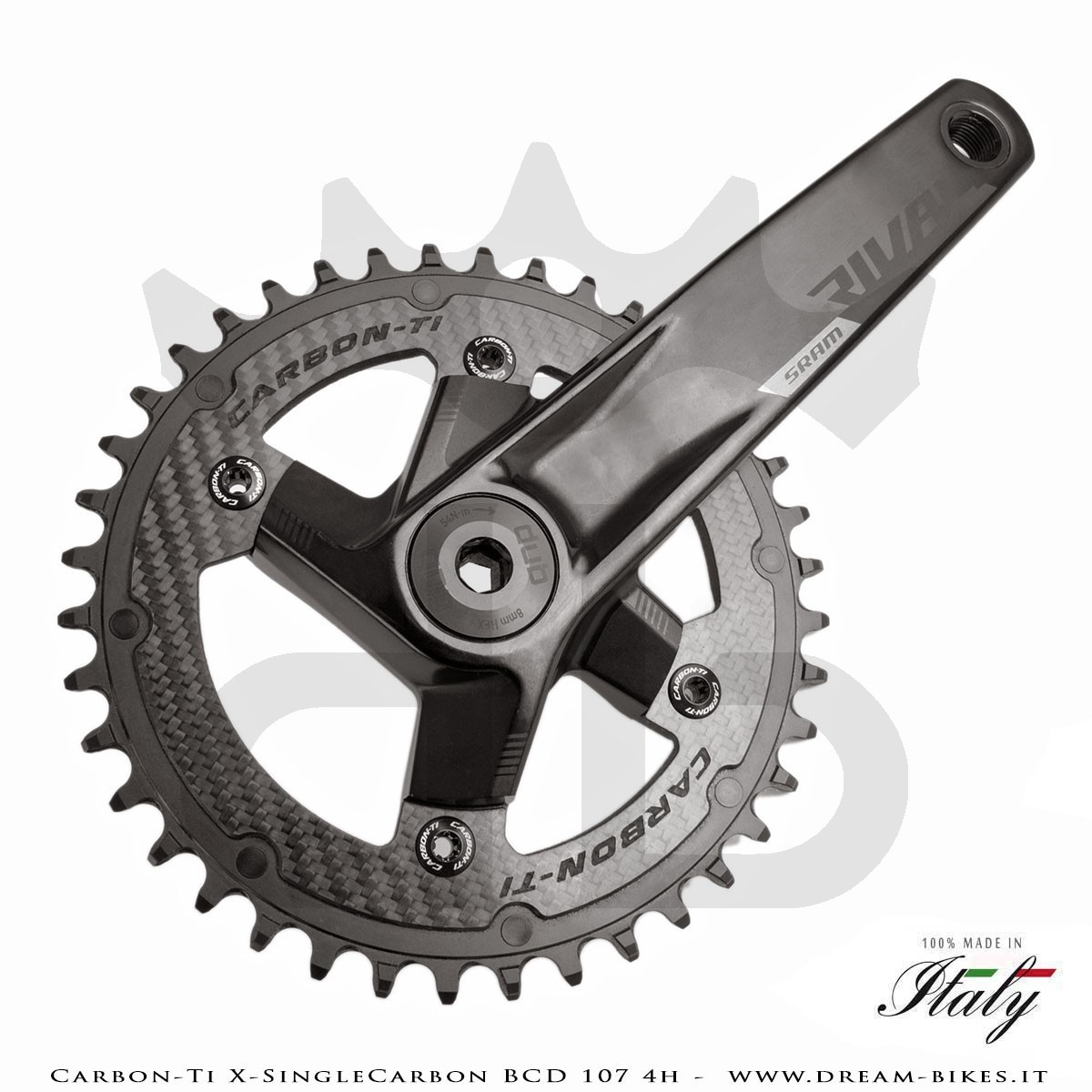 Carbon-Ti X-SingleCarbon BCD 107 mm (4 Bracci) Mono-Corona Ultraleggera In Alluminio/Carbonio