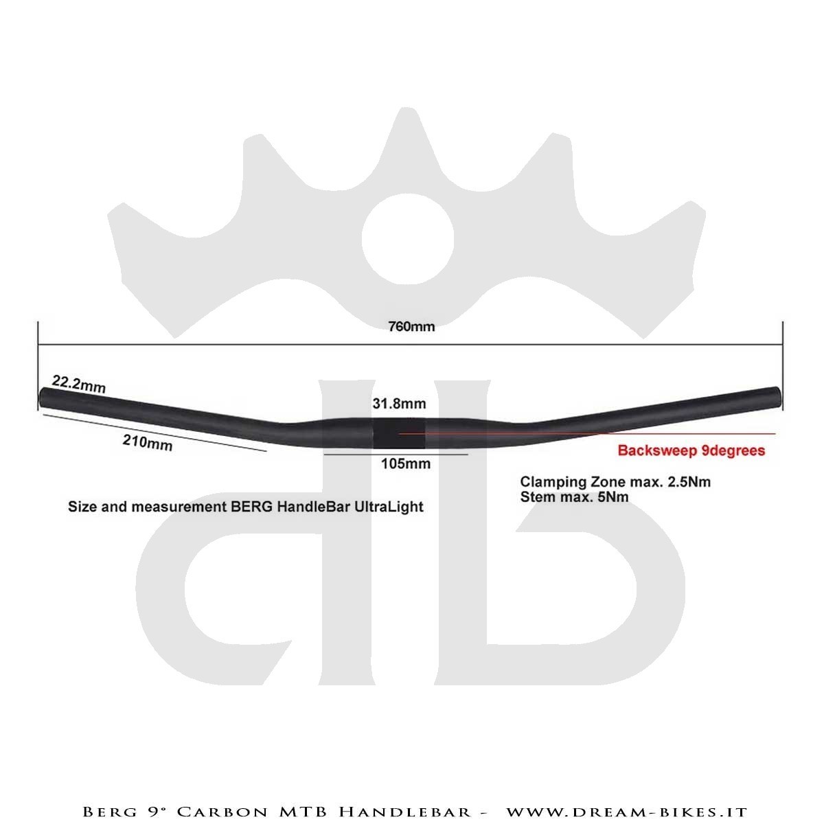 PORTE (ex BERG) Hrunting Curva Manubrio Carbon MTB Flat 9° 105 gr.