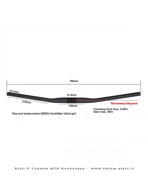 PORTE (ex BERG) Hrunting Curva Manubrio Carbon MTB Flat 9° 105 gr.