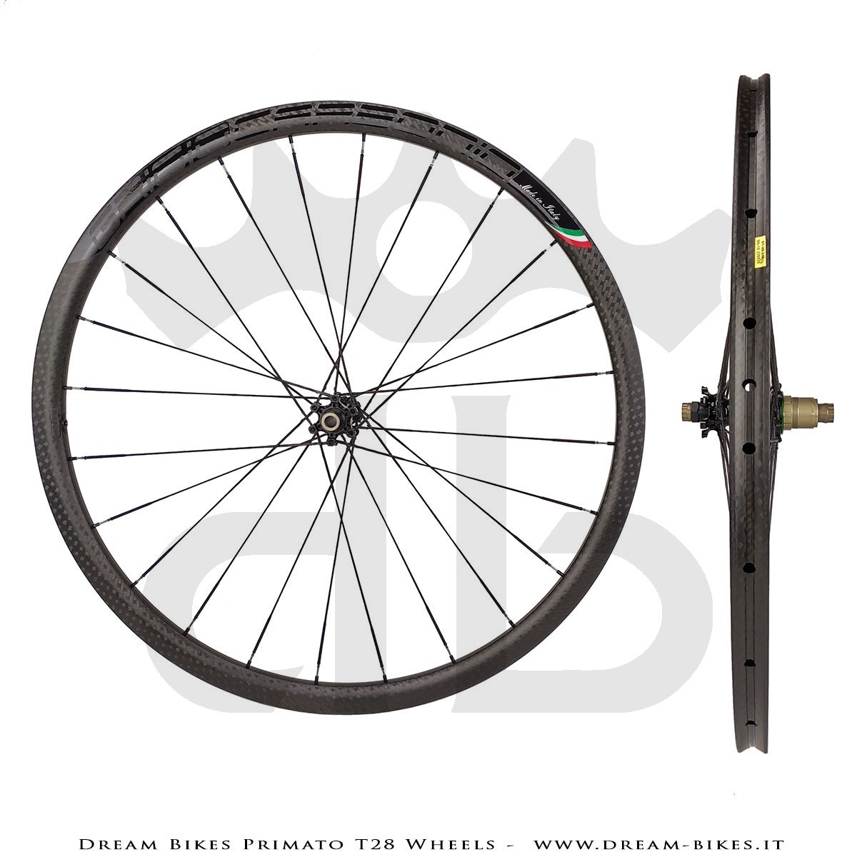 GrigioCarbonio Primato T28 Disc Tubular Wheels - 820 gr.