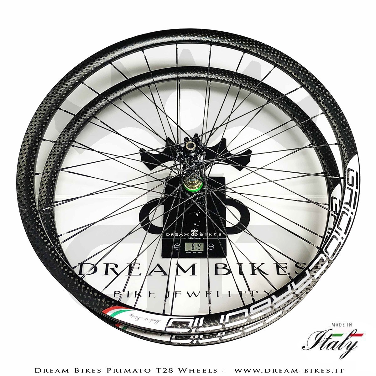 GrigioCarbonio Primato T28 Disc Tubular Wheels - 820 gr.