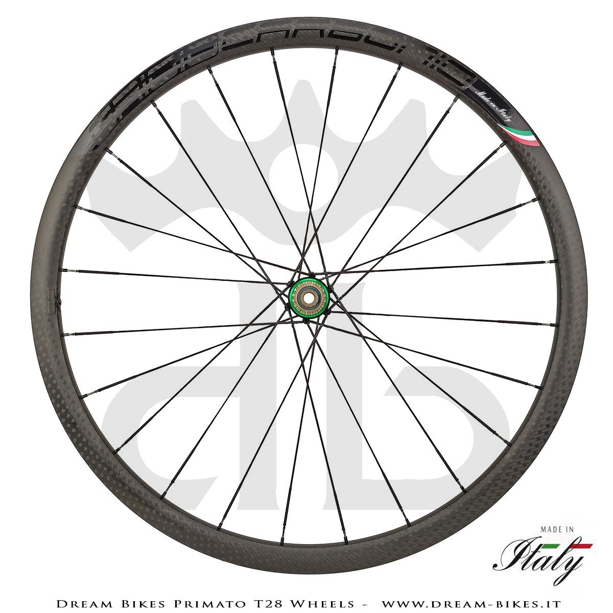 GrigioCarbonio Primato T28 Disc Tubular Wheels - 820 gr.