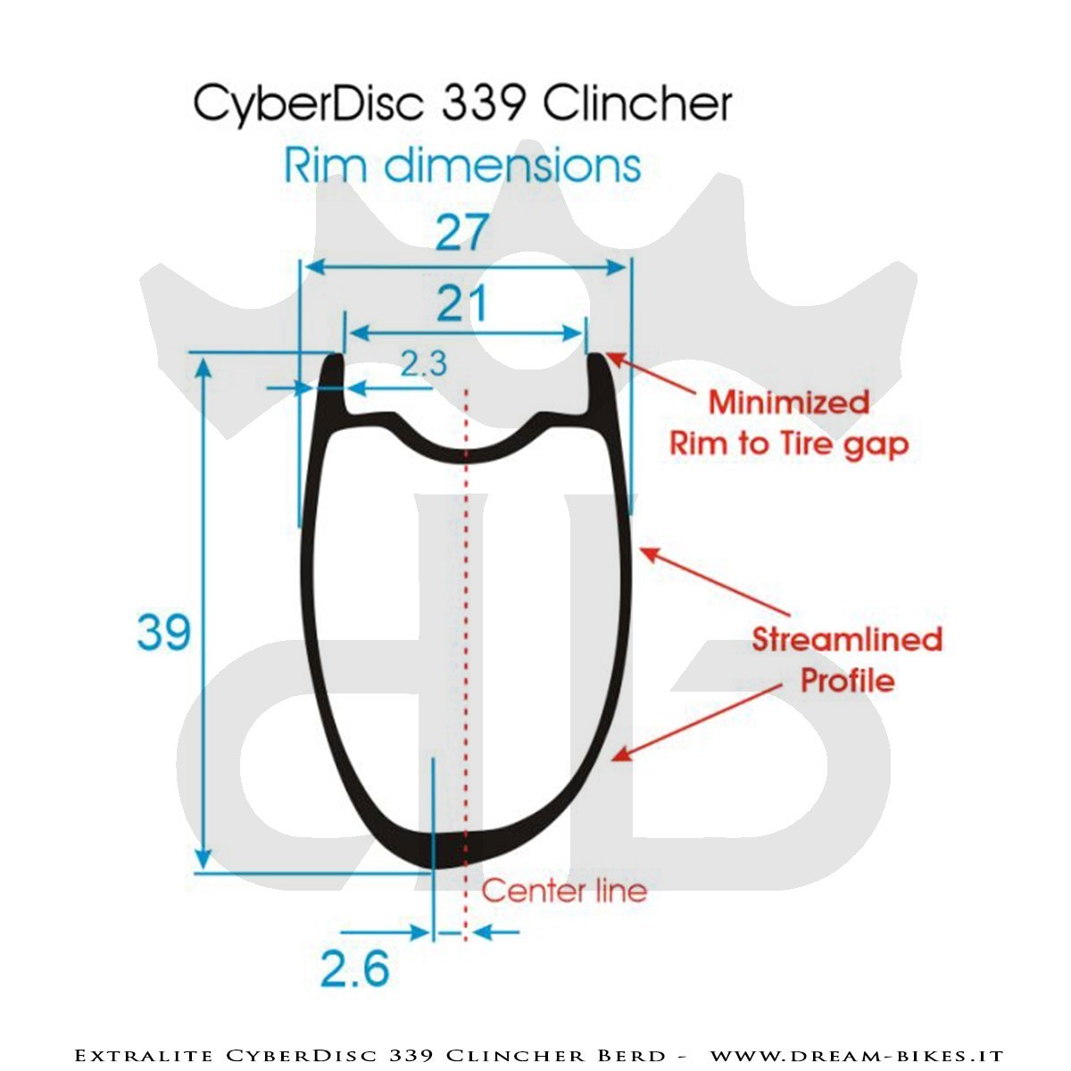 Extralite CyberDisc 339 Clincher Berd, Ruote Strada Disco - 990 gr.