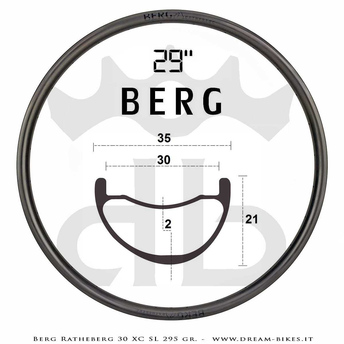 PORTE (ex BERG) Rathe 30 XC SL 290 gr. Carbon 29" Clincher Rim