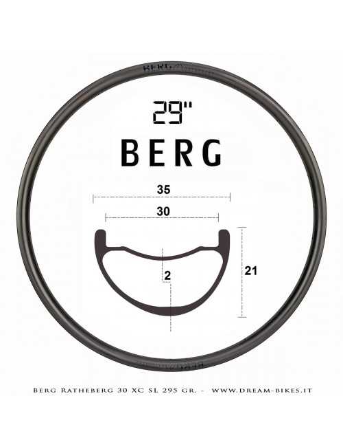 PORTE (ex BERG) Rathe 30 XC SL 290 gr. Carbon 29" Clincher Rim