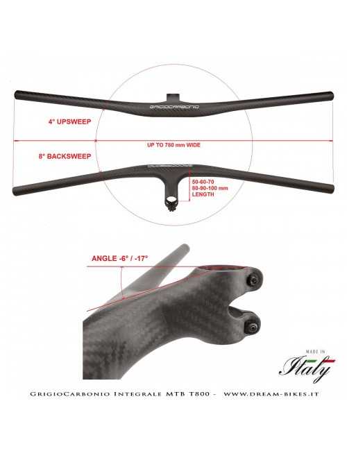 GrigioCarbonio Integrale MTB T800 Manubrio Carbon Ultraleggero da 139 gr.