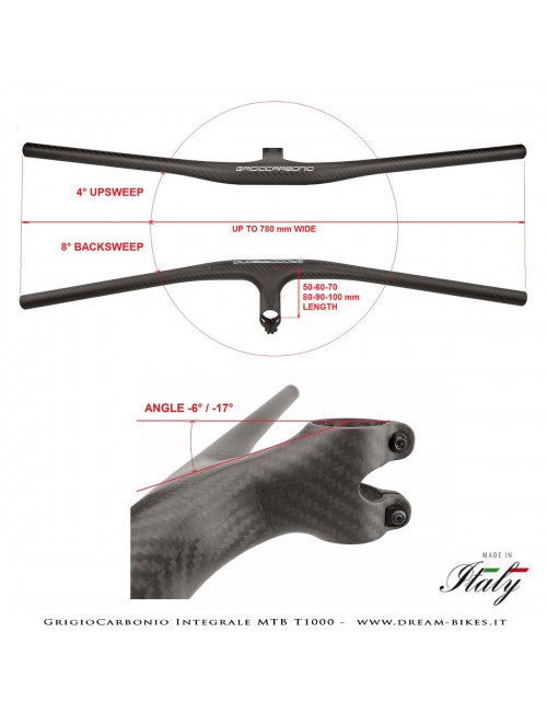 GrigioCarbonio Integrale MTB T1000 Ultralight Carbon Handlebar from 119 gr.