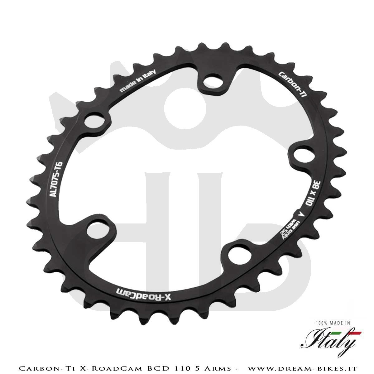 Carbon-Ti X-RoadCam BCD 110 mm (5 Arms) Asymmetrical Chainring