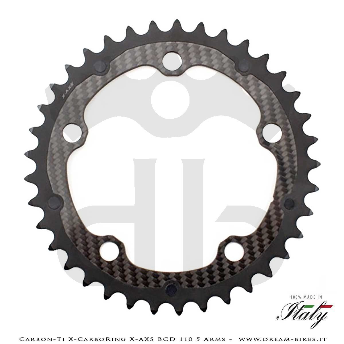 Carbon-Ti X-CarboRing X-AXS BCD 110 mm (5 Arms) Ultralight Aluminum/Carbon Chainring
