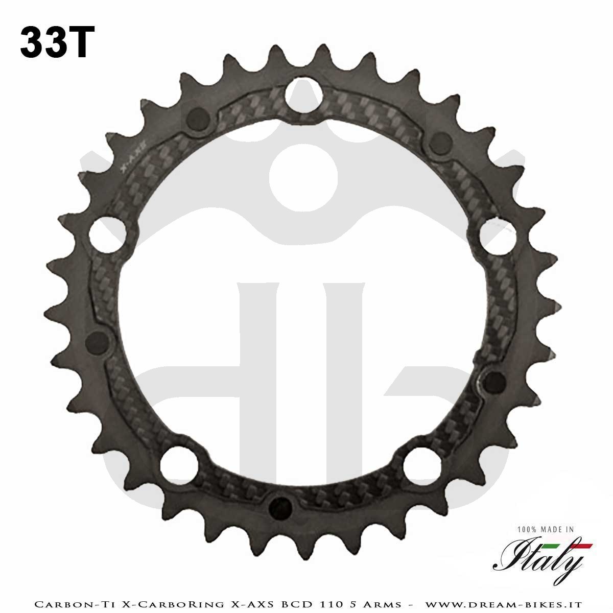 Carbon-Ti X-CarboRing X-AXS BCD 110 mm (5 Arms) Ultralight Aluminum/Carbon Chainring