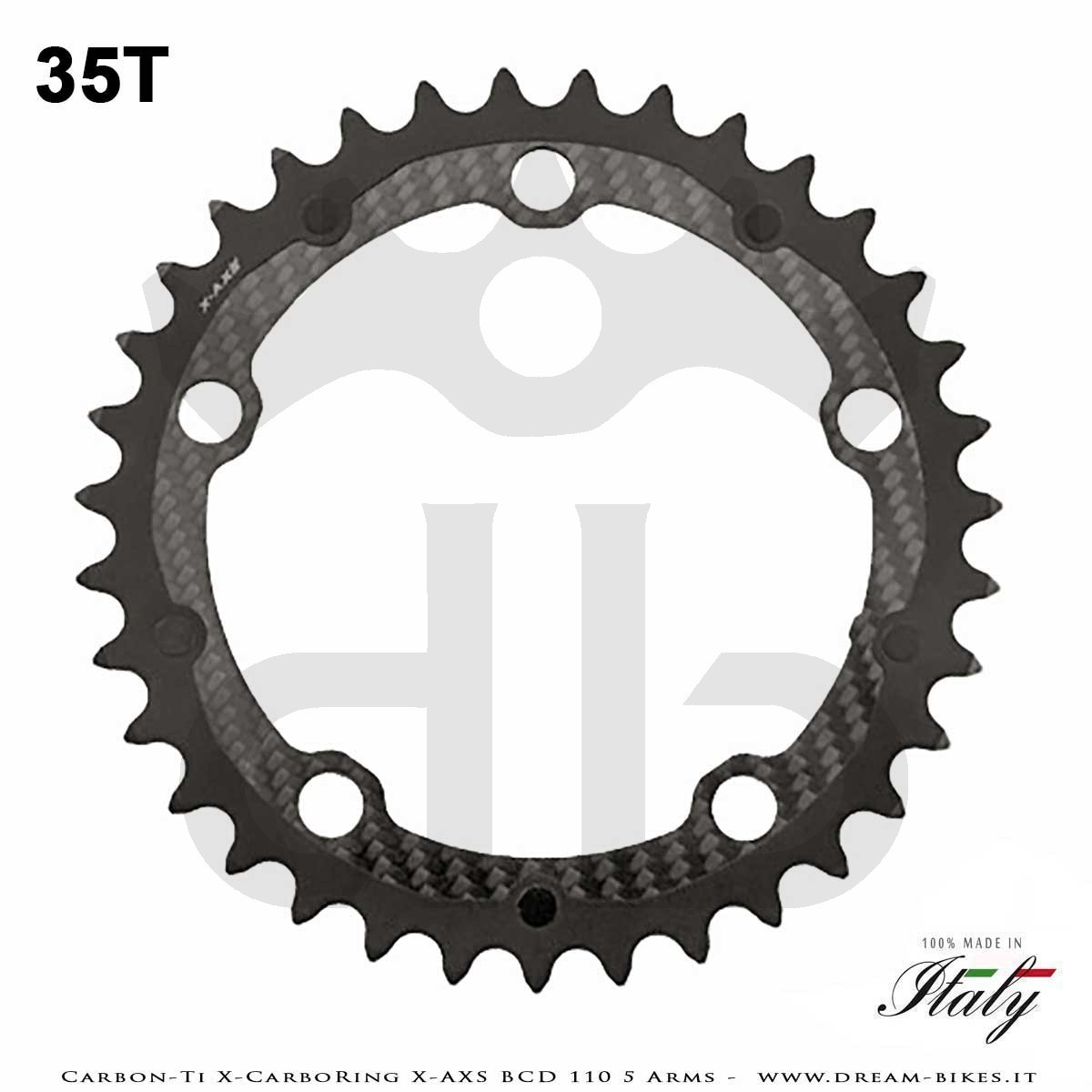 Carbon-Ti X-CarboRing X-AXS BCD 110 mm (5 Bracci) Corona Ultraleggera In Alluminio/Carbonio
