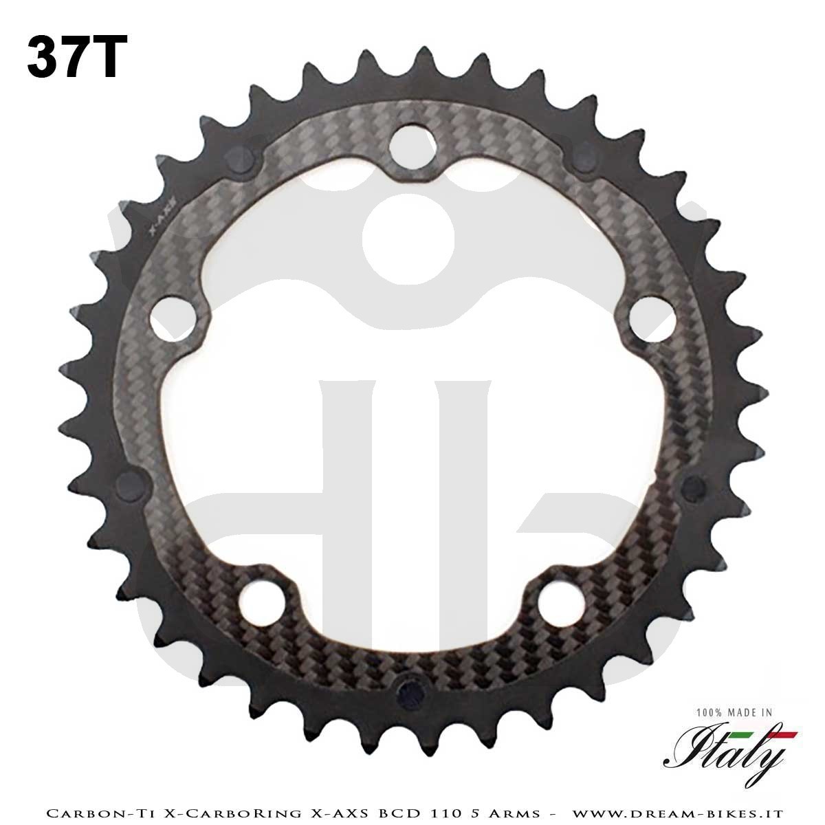 Carbon-Ti X-CarboRing X-AXS BCD 110 mm (5 Arms) Ultralight Aluminum/Carbon Chainring