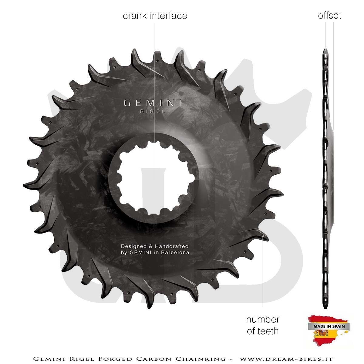 Gemini Rigel Corona MTB Direct Mount (Offset 3 mm) Ultraleggera In Carbonio Forgiato, da 39 gr.