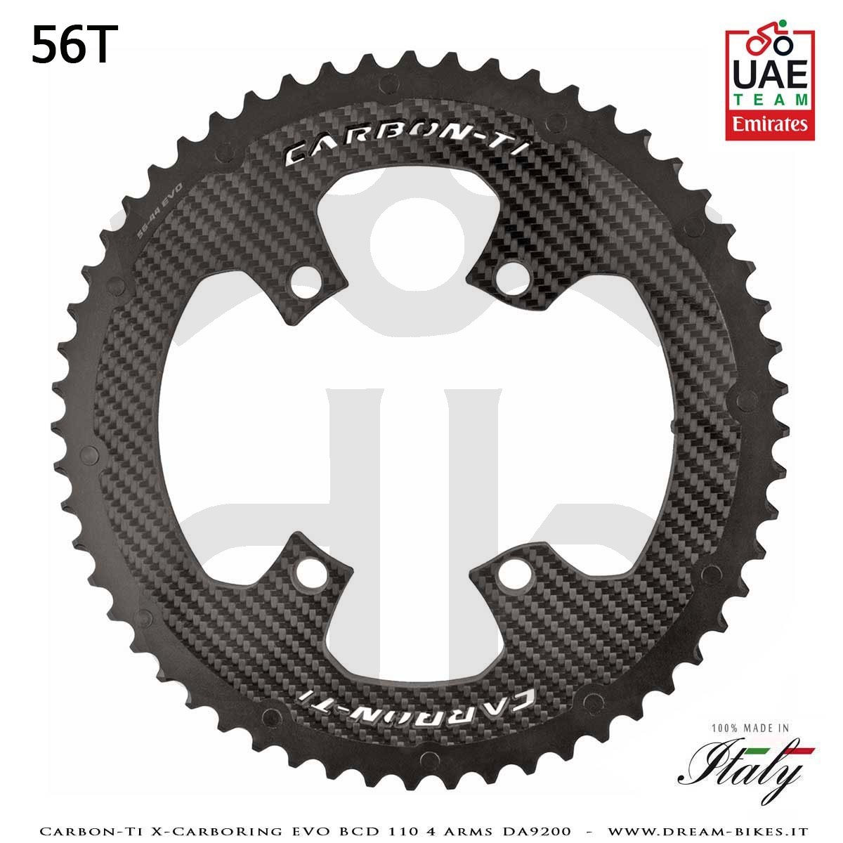Carbon-Ti X-CarboRing EVO BCD 110 mm (4 Bracci) DA9200 Corona Ultraleggera In Alluminio/Carbonio