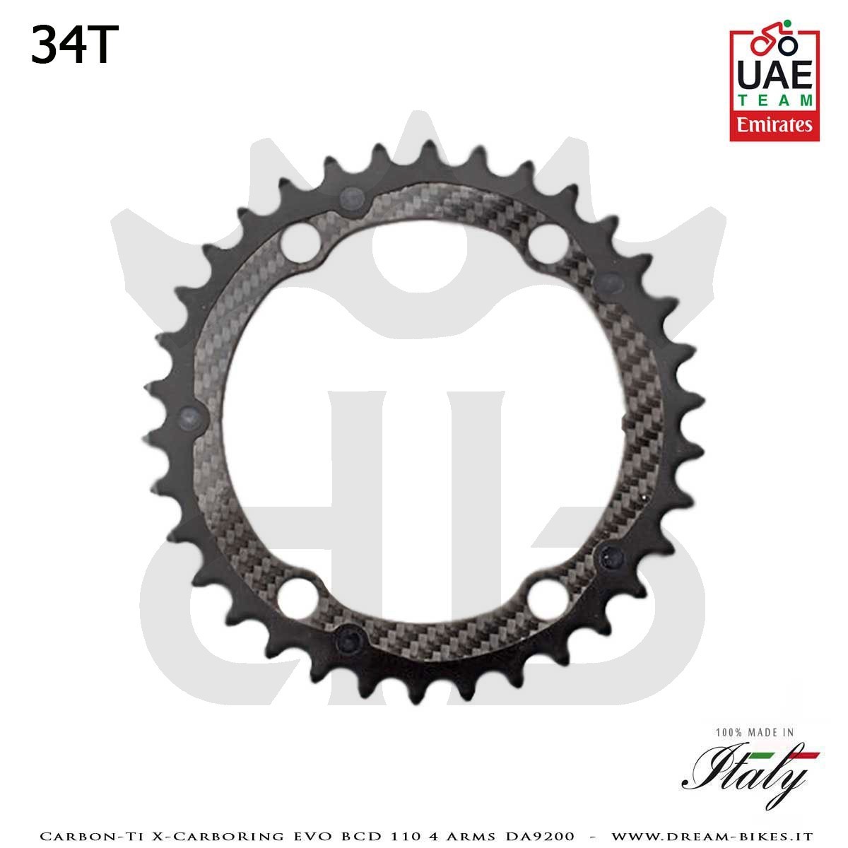 Carbon-Ti X-CarboRing EVO BCD 110 mm (4 Bracci) DA9200 Corona Ultraleggera In Alluminio/Carbonio