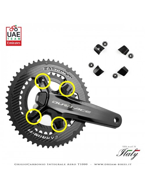 Carbon-Ti X-Cover DA9200 Black Kit Viti Fissaggio Corone Sagomate Per Pedivelle Dura-Ace 9200 12v