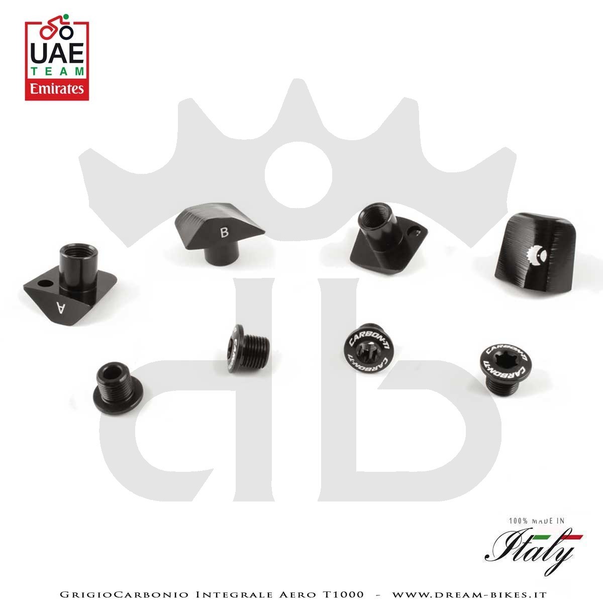 Carbon-Ti X-Cover DA9200 Black Kit Viti Fissaggio Corone Sagomate Per Pedivelle Dura-Ace 9200 12v