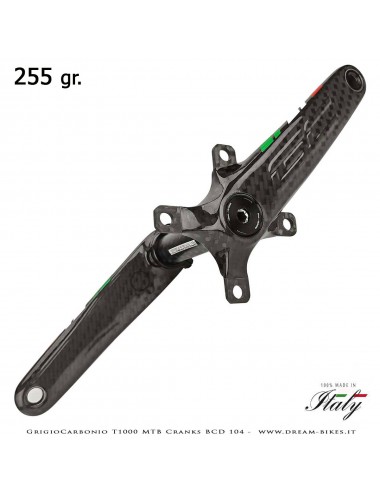 Pedivelle GrigioCarbonio MTB T1000 - BCD 104 mm - 255 gr.