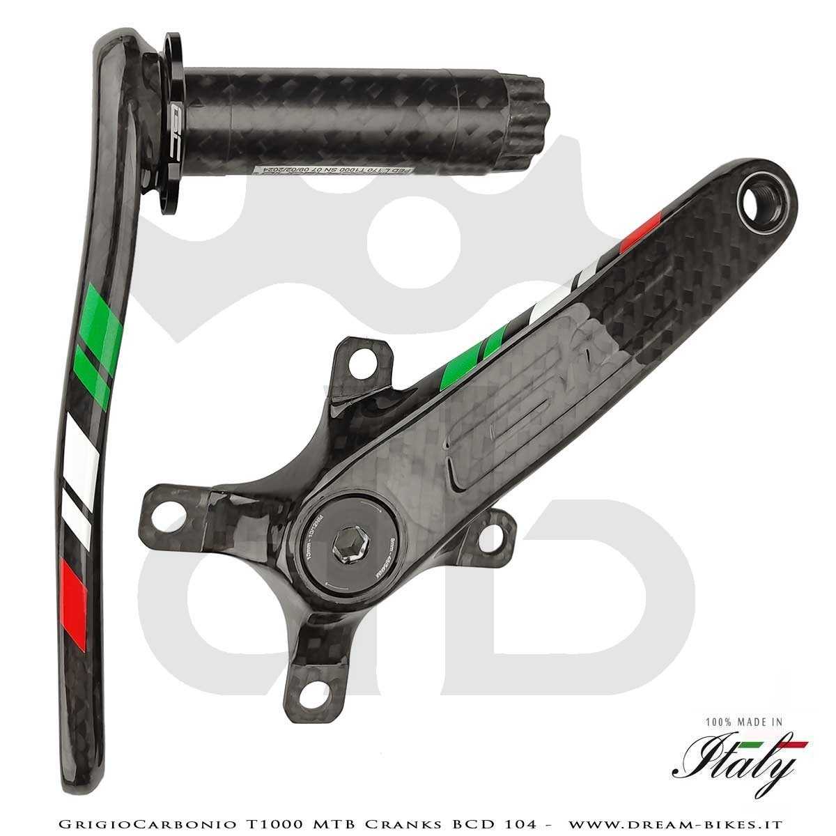 Pedivelle GrigioCarbonio MTB T1000 - BCD 104 mm - 269 gr.