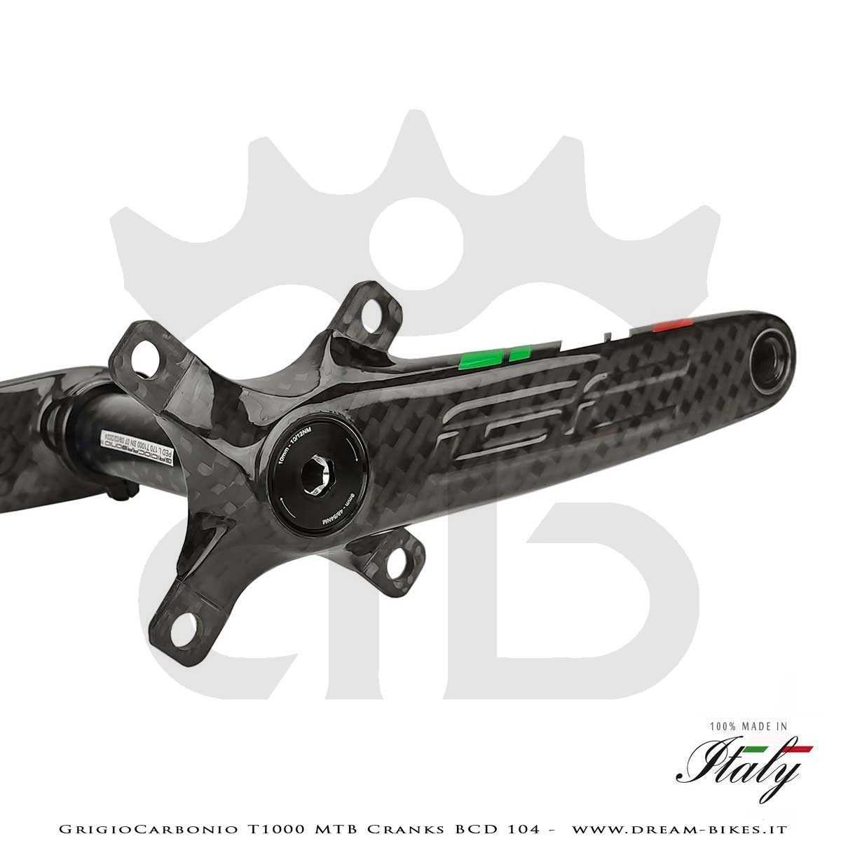 Pedivelle GrigioCarbonio MTB T1000 - BCD 104 mm - 269 gr.