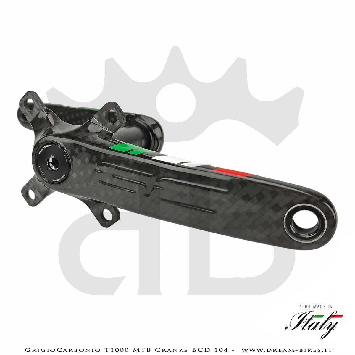 Pedivelle GrigioCarbonio MTB T1000 - BCD 104 mm - 269 gr.
