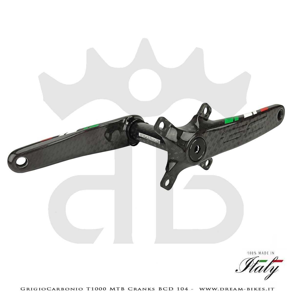 Pedivelle GrigioCarbonio MTB T1000 - BCD 104 mm - 269 gr.