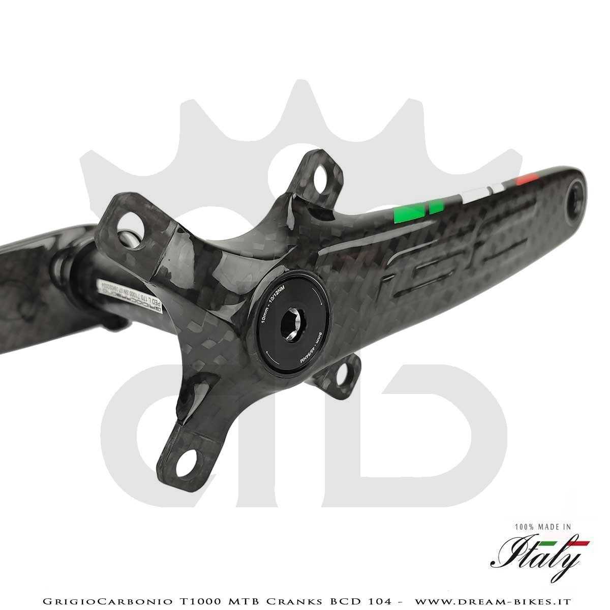 Pedivelle GrigioCarbonio MTB T1000 - BCD 104 mm - 269 gr.