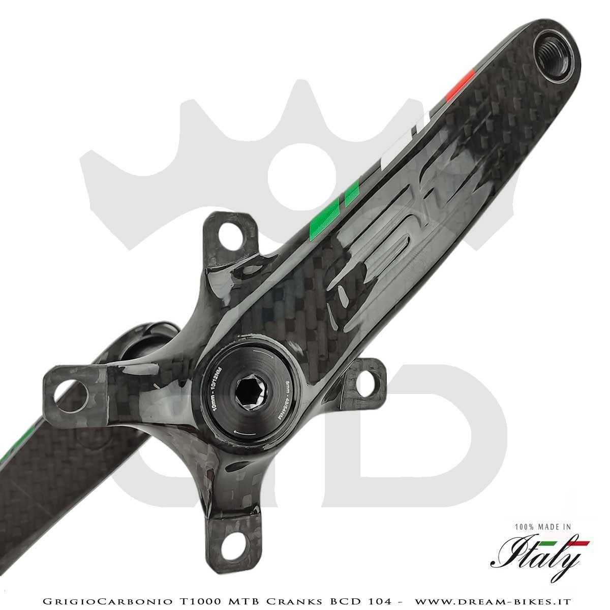Pedivelle GrigioCarbonio MTB T1000 - BCD 104 mm - 269 gr.