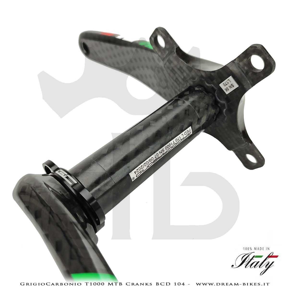 Pedivelle GrigioCarbonio MTB T1000 - BCD 104 mm - 269 gr.