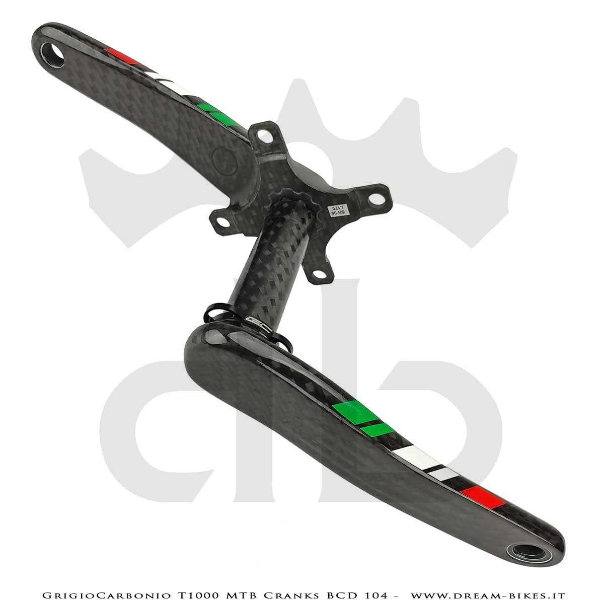Pedivelle GrigioCarbonio MTB T1000 - BCD 104 mm - 269 gr.