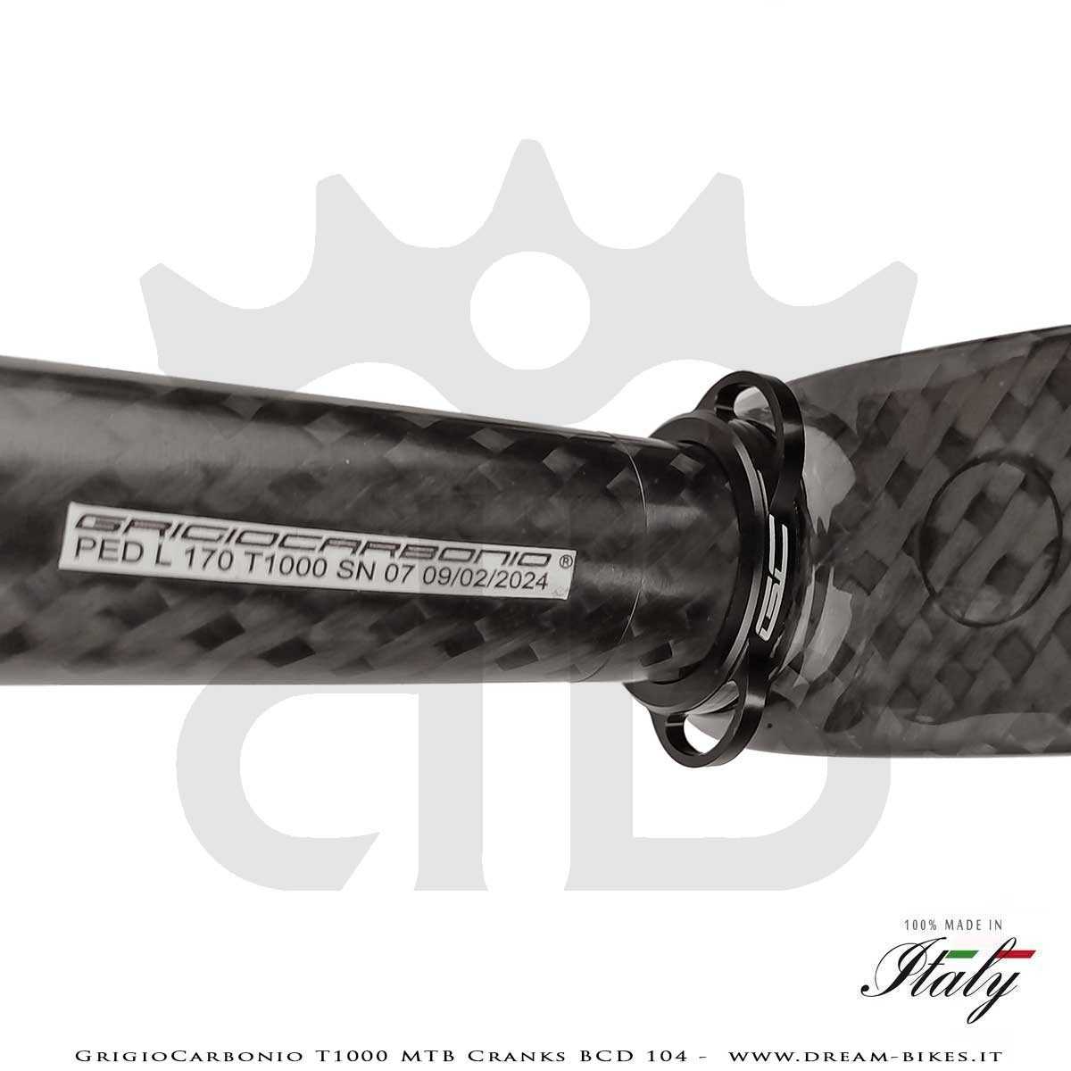 Pedivelle GrigioCarbonio MTB T1000 - BCD 104 mm - 269 gr.