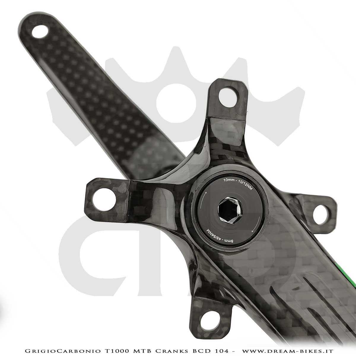 Pedivelle GrigioCarbonio MTB T1000 - BCD 104 mm - 269 gr.