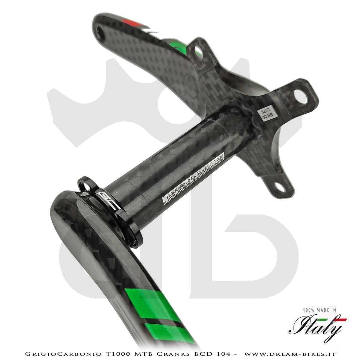Pedivelle GrigioCarbonio MTB T1000 - BCD 104 mm - 269 gr.