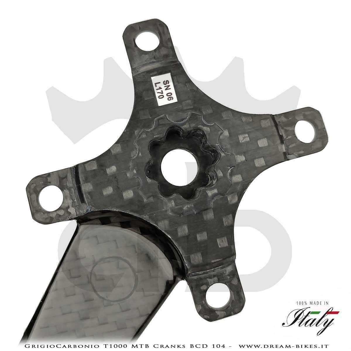 Pedivelle GrigioCarbonio MTB T1000 - BCD 104 mm - 269 gr.