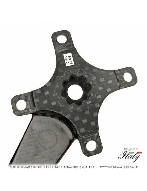 Pedivelle GrigioCarbonio MTB T1000 - BCD 104 mm - 269 gr.