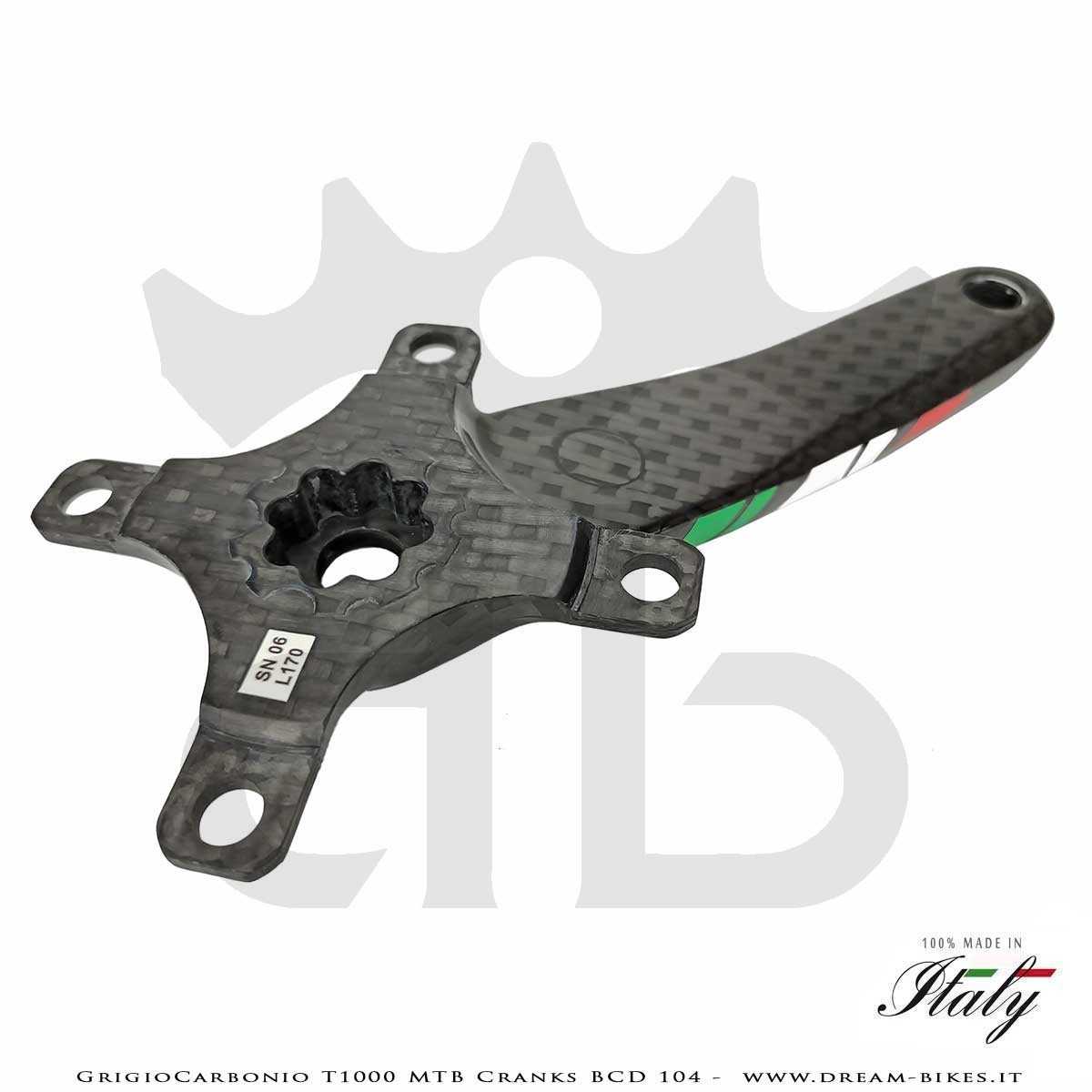 Pedivelle GrigioCarbonio MTB T1000 - BCD 104 mm - 269 gr.