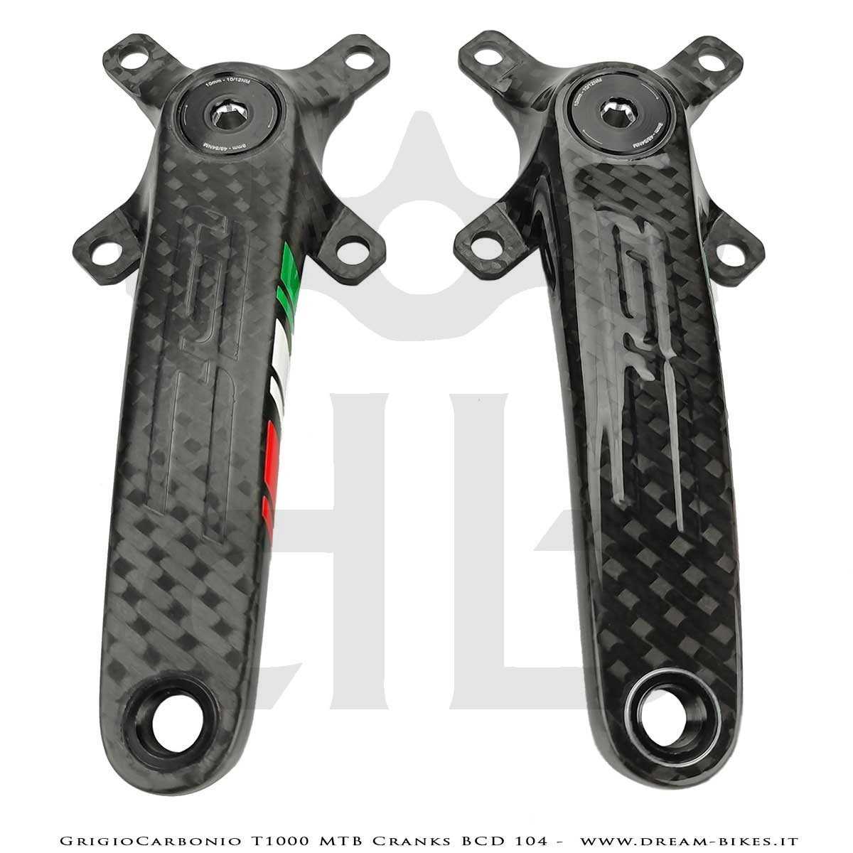 Pedivelle GrigioCarbonio MTB T1000 - BCD 104 mm - 269 gr.