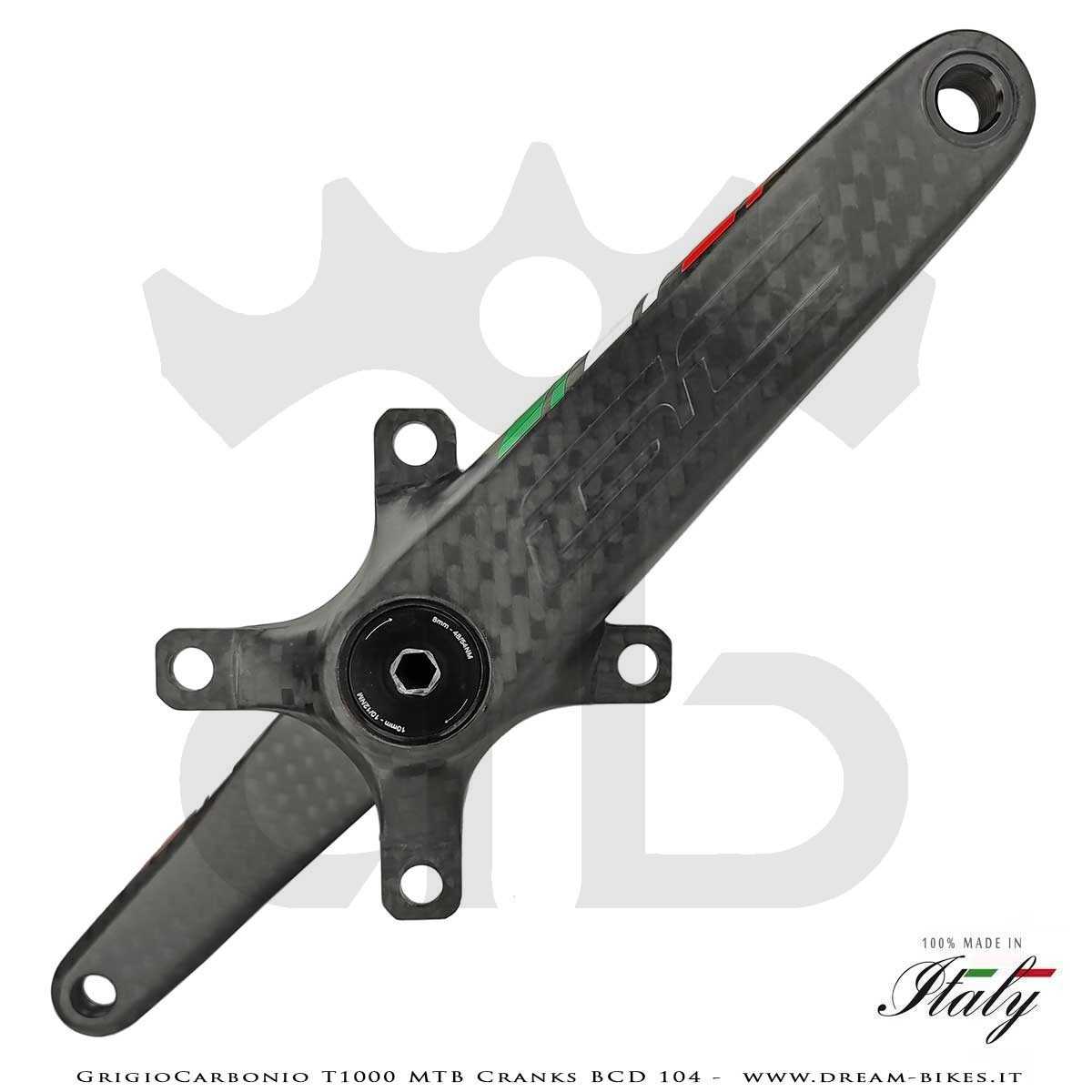 Pedivelle GrigioCarbonio MTB T1000 - BCD 104 mm - 269 gr.