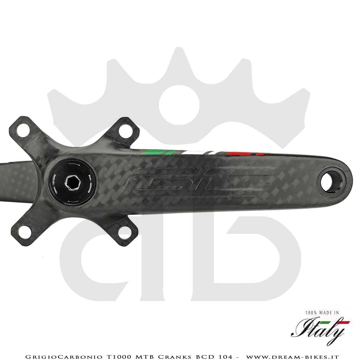 Pedivelle GrigioCarbonio MTB T1000 - BCD 104 mm - 269 gr.