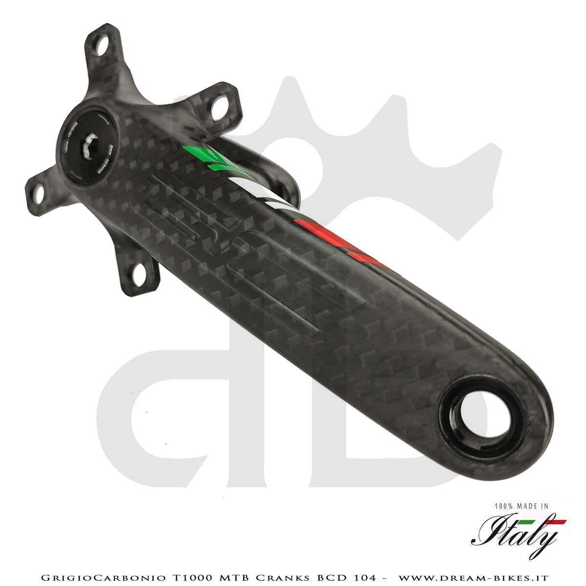 Pedivelle GrigioCarbonio MTB T1000 - BCD 104 mm - 269 gr.